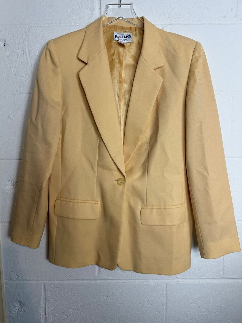 Pendleton 100% Virgin Wool Butter Yellow Single Button Blazer Jacket Women’s Siz